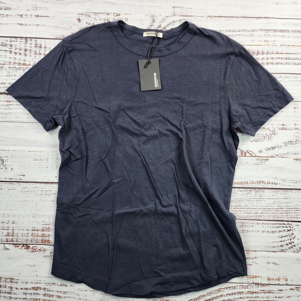 Buck Mason Pima Curved Hem Tee Mens S Dress Navy 100% Cotton Made in USA NWT